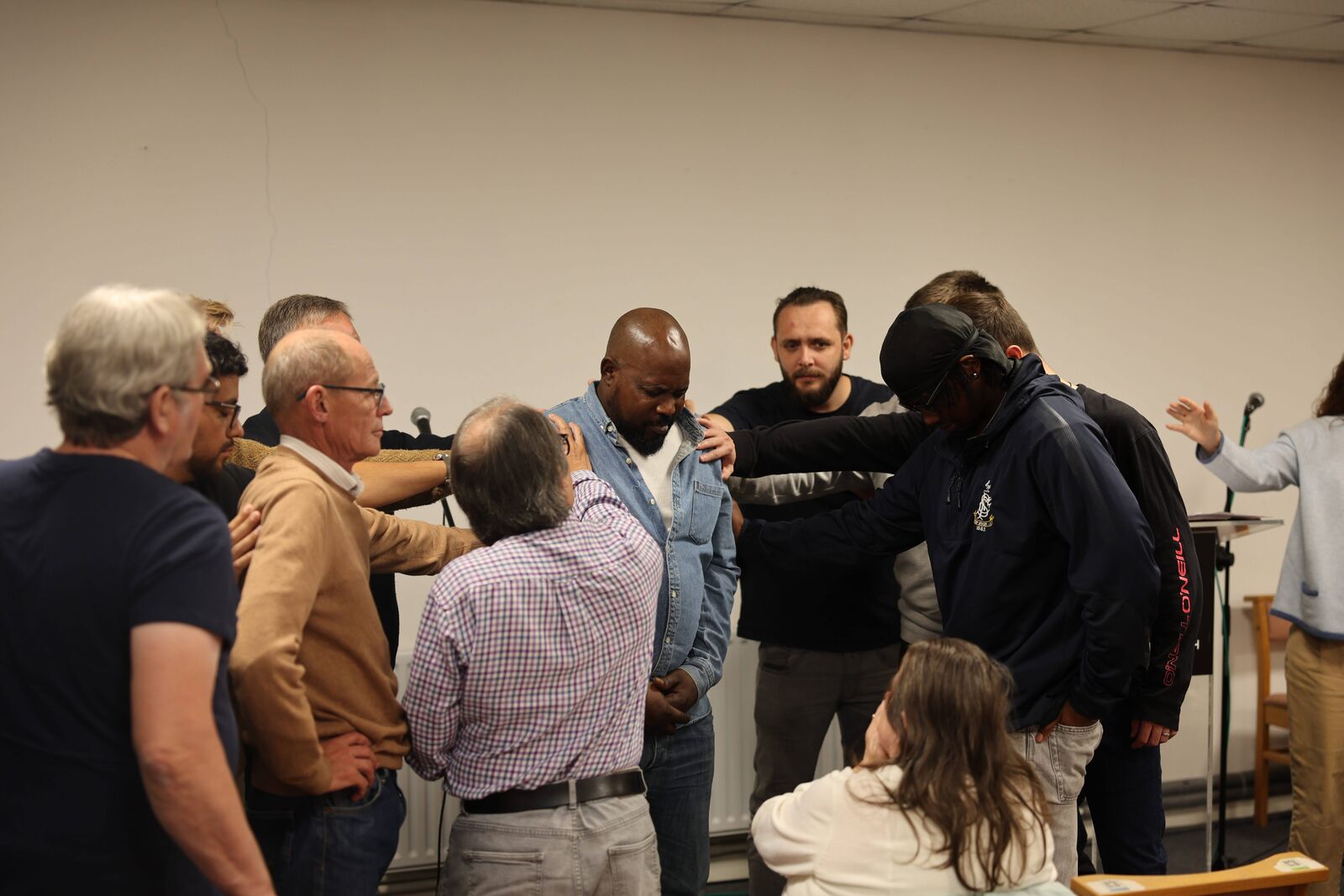 Praying for one another after the service